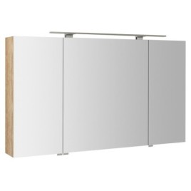 MIRRÓ miroir armoire incl. Lumière LED, 3x portes, 120x70x16cm, chêne Alabama