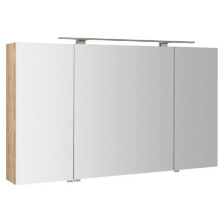 MIRRÓ miroir armoire incl. Lumière LED, 3x portes, 120x70x16cm, chêne Alabama