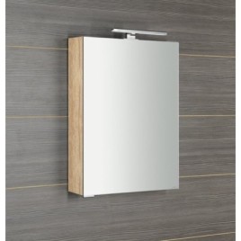 MIRRÓ miroir armoire incl. Lumière LED, 50x70x16cm, gauche/droite, chêne Alabama