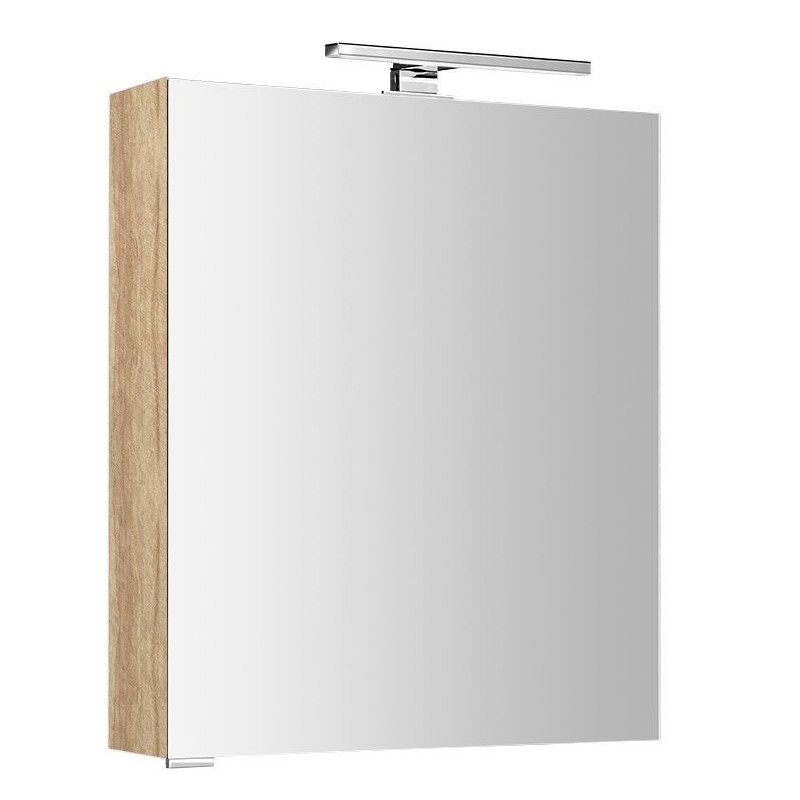 MIRRÓ miroir armoire incl. Lumière LED, 60x70x16cm, gauche/droite, chêne Alabama