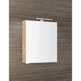 MIRRÓ miroir armoire incl. Lumière LED, 60x70x16cm, gauche/droite, chêne Alabama