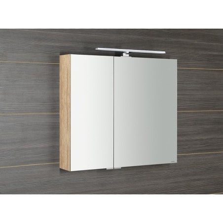 MIRRÓ miroir armoire incl. Lumière LED, 3x portes, 120x70x16cm, chêne Alabama