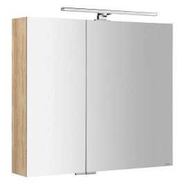 MIRRÓ miroir armoire incl. Lumière LED, 3x portes, 120x70x16cm, chêne Alabama