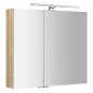 MIRRÓ miroir armoire incl. Lumière LED, 3x portes, 120x70x16cm, chêne Alabama