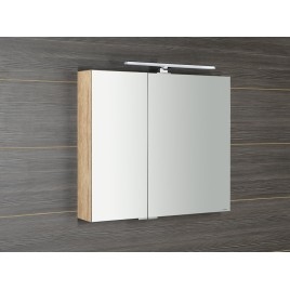 MIRRÓ miroir armoire incl. Lumière LED, 3x portes, 120x70x16cm, chêne Alabama