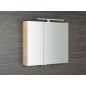 MIRRÓ miroir armoire incl. Lumière LED, 3x portes, 120x70x16cm, chêne Alabama