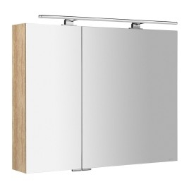 MIRRÓ miroir armoire incl. Lumière LED, 90x70x16cm, chêne Alabama