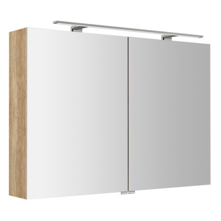 RIWA miroir armoire incl. Lumière LED, 101x70x17cm, chêne Alabama