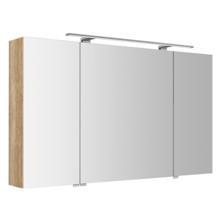 RIWA miroir armoire incl. Lumière LED, 3x portes, 121x70x17cm, chêne Alabama
