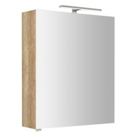 RIWA miroir armoire incl. Lumière LED, 60x70x17cm, chêne Alabama