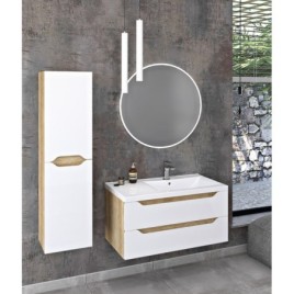 WAVE Vanity Unité 89,7x45x47,8cm, Alabama droit/blanc/oak