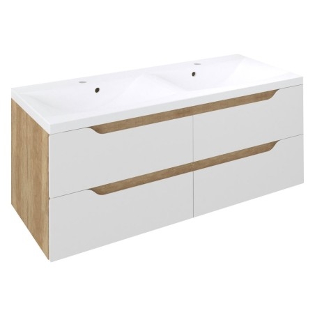 WAVE Double Vanity Unité 119,7x50x47,8cm, Alabama blanc/oak