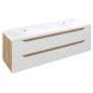 Meuble sous vasque double WAVE 149,7x50x47,8cm, blanc/chêne Alabama