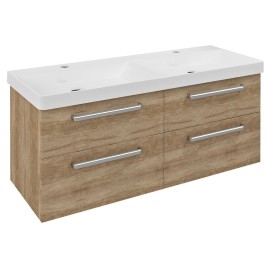 THEIA Double Basin Vanity Unit 116x50x44,2cm, 4 Drawer, chêne Alabama