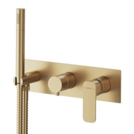 SPY Mélangeur de douche en béton incl. Douche à main, 2 voies, tapis d'or