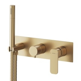 SPY Mélangeur de douche en béton incl. Douche à main, 3 voies, tapis d'or