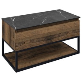 SKARA Vanity Unité 90x50x45cm, noir mat/oak collingwood