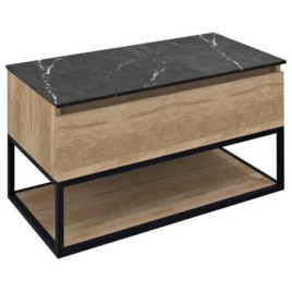SKARA Vanity Unité 90x50x45cm, noir mat/Oak Alabama
