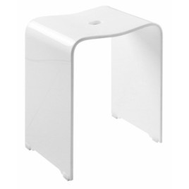 TRENDY Tabouret de bain, 40x48x27,5cm, tapis blanc