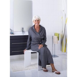 TRENDY Tabouret de bain, 40x48x27,5cm, tapis blanc