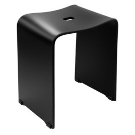 TRENDY Tabouret de bain, 40x48x27,5cm, tapis noir