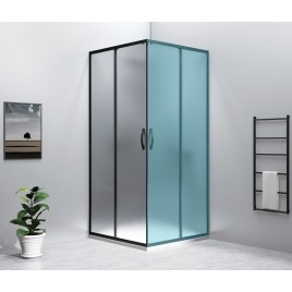 SIGMA SIMPLY BLACK Porte de douche coulissante pour entrée d'angle 800 mm, verre BRICK