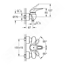 Grohe Eurostyle - Mitigeur de douche, blanc lunaire/ chrome 33590LS3