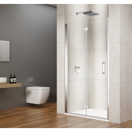 LORO Porte de douche bi-plis 900 mm, verre clair