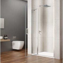 LORO Porte de douche avec pièce fixe 1100 mm, verre clair