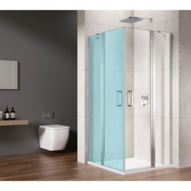 LORO Porte de douche pour coin entrée 900 mm, verre clair