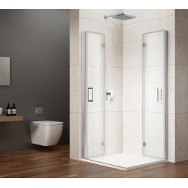 LORO Porte de douche bi-fold pour entrée d'angle 700 mm, verre clair