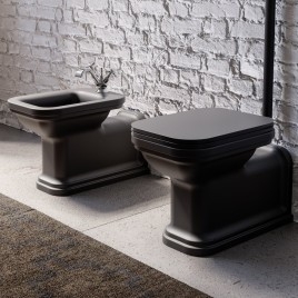 WALDORF WC Pan 37x65cm, S-trap/P-trap, noir mat