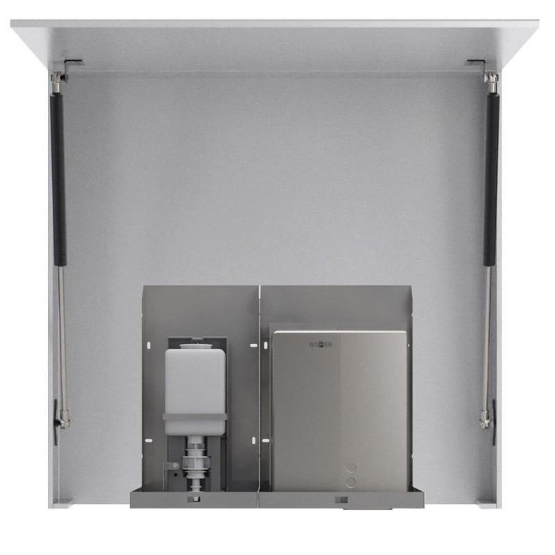 Armoire miroir BASIC 800 mm avec distributeur automatique de savon et séchoir à main
