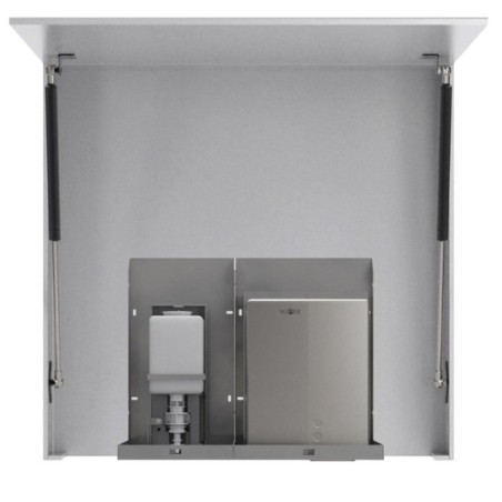 Armoire miroir BASIC 800 mm avec distributeur automatique de savon et séchoir à main