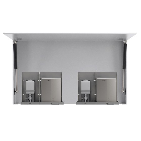 Armoire miroir BASIC 1200 mm avec deux distributeurs automatiques de savon et deux séchoirs à main