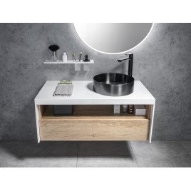 Salle de bain VIERA 100, alabama chêne / blanc mat