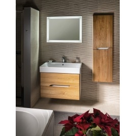 Salle de bain MEDIENA 80, blanc mat/oak naturel