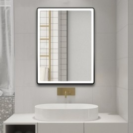 SWIDA LED-Mirror 60x80cm, Touch Sensor, dimmable, noir mat