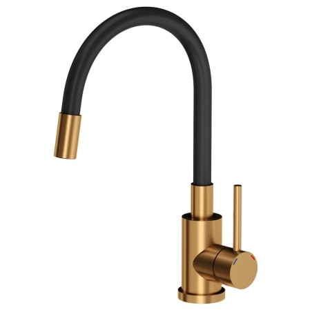 Robinet de cuisine, éclaboussure flexible, noir mat/cuivre