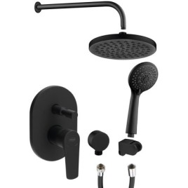 LOTTA Douche en béton Set avec un seul levier Mixer Tap, 2 Outlets, noir mat