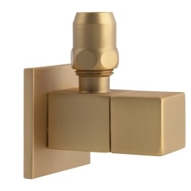 Valve d'angle avec rosette, carré, 1/2"x 3/8", tapis d'or