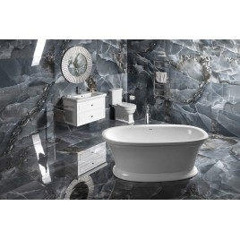 VELIA Cast Marble Freestanding Bath 167x83x62,5cm, Blanc