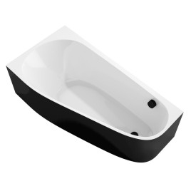 PROJEKTA L MONOLITH Corner Bath 156x77x60cm, blanc/noir