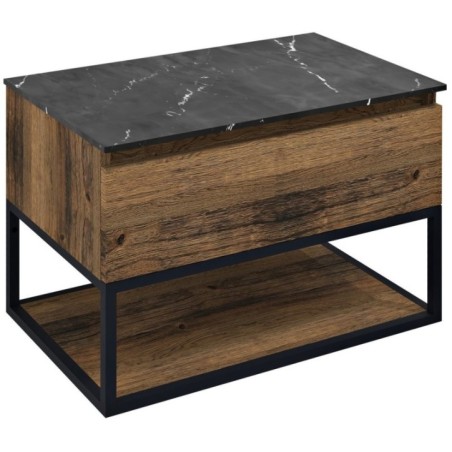 SKARA Vanity Unité 80x50x45cm, noir mat/oak collingwood