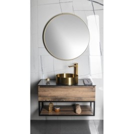 SKARA Vanity Unité 80x50x45cm, noir mat/oak collingwood