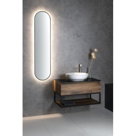 SKARA Vanity Unité 80x50x45cm, noir mat/oak collingwood