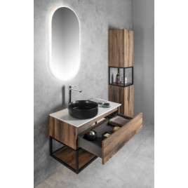 SKARA Vanity Unité 100x50x45cm, noir mat/oak collingwood