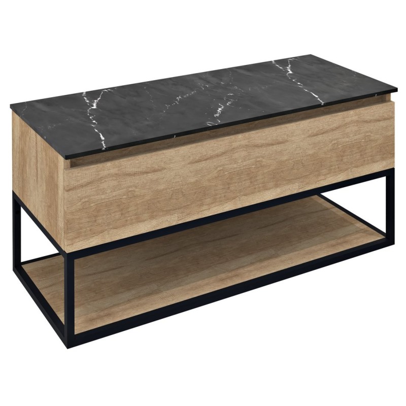 SKARA Vanity Unité 100x50x45cm, noir mat/Oak Alabama