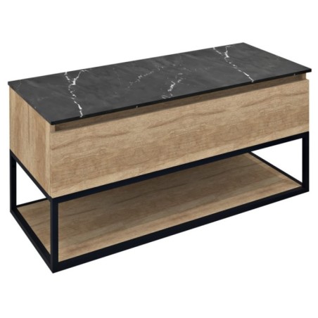SKARA Vanity Unité 100x50x45cm, noir mat/Oak Alabama