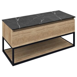 SKARA Vanity Unité 100x50x45cm, noir mat/Oak Alabama